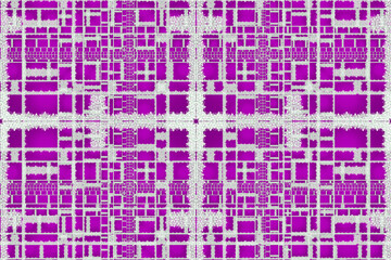 Abstract geometric composition with decorative figures