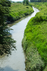 landscape of small river of Colombia in the forest outdoors, in the jungle,
