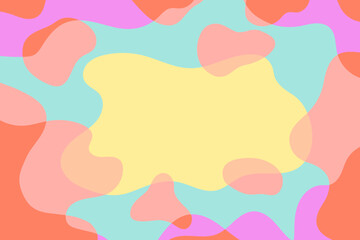 Vector abstract background with copy space. Trendy design. Wavy shapes colored in overlap style.