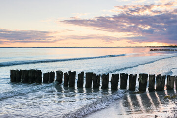 Fototapeta premium Awesome sunset at the Ile of Moen, Denmark, Europe