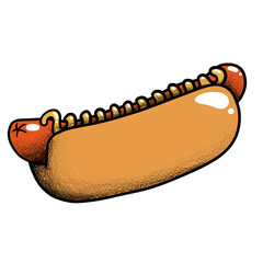 Delicious colorful grilled hot dog with mustard fast food sticker isolated png