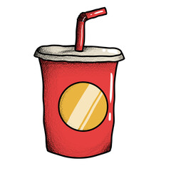 Colorful delicious sticker fizzy carbonated fast food drink isolated png