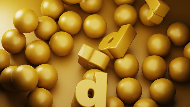 Drab Letters on brown background with balls