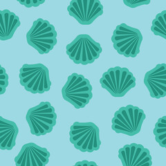 marine vector seashells seamless pattern