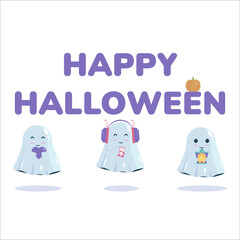 cute ghosts wish happy halloween in this world 1