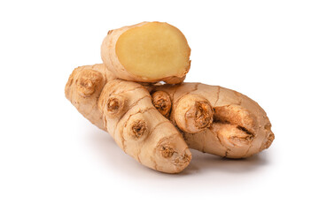 Ginger root isolated on white background.
