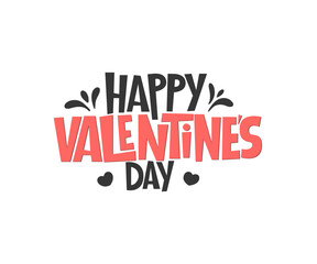Happy Valentine's Day lettering, vector holiday greeting quote. Handwritten Valentine's Day typography print for flyer, poster, greeting card, banner.