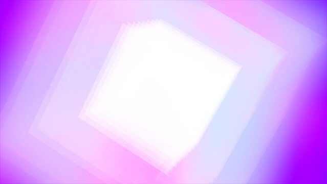 Flying in a square shaped fantasy tunnel. Motion. Blurred light pink tunnel with light flares on its walls.