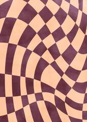 70s style background, twisted checkerboard, , wavy patterns, hippie vector texture in psychedelic style. 