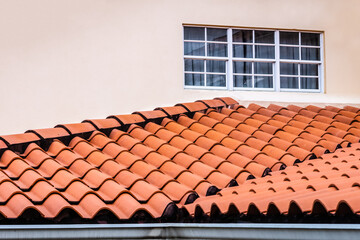 Roof  terracotta clay tiles house red  tiled rooftop and guttering