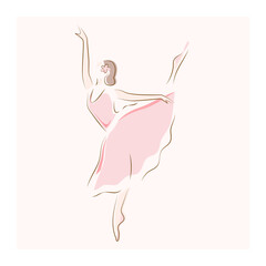 Ballerina in pink ballet tutu and pointe isolated on white background. Dancer in beautiful pose. Ballet. - obrazy, fototapety, plakaty