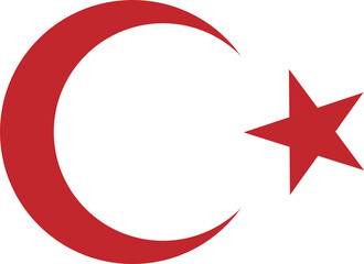 Turkish national flag elements. Red crescent moon and star. © Amarantha