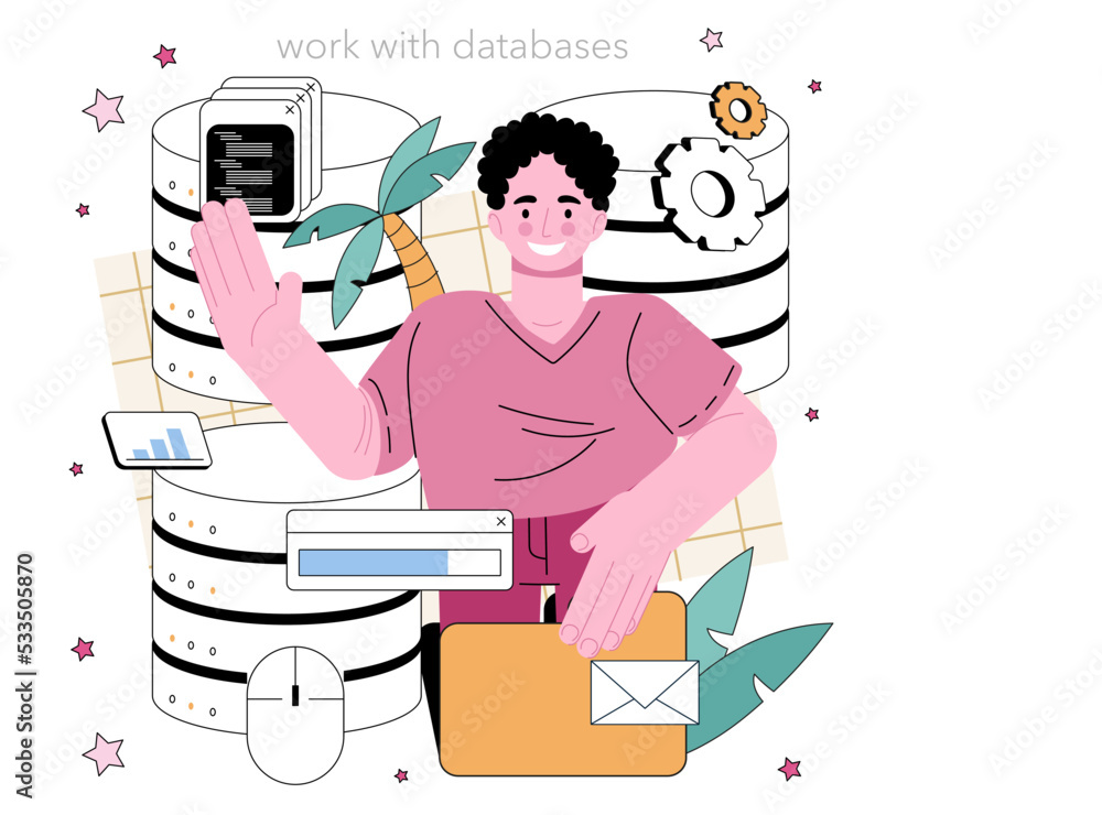 Poster big data analytics. big data specialist visualize and analyse data chart