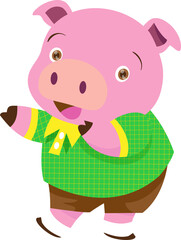 Cute pig boy cartoon mascot various actions