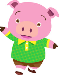 Cute pig boy cartoon mascot various actions