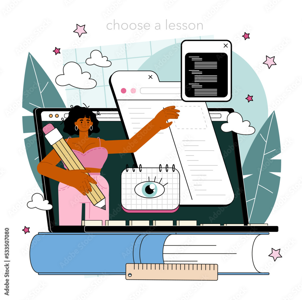 Poster programming online service or platform. coding, testing and writing