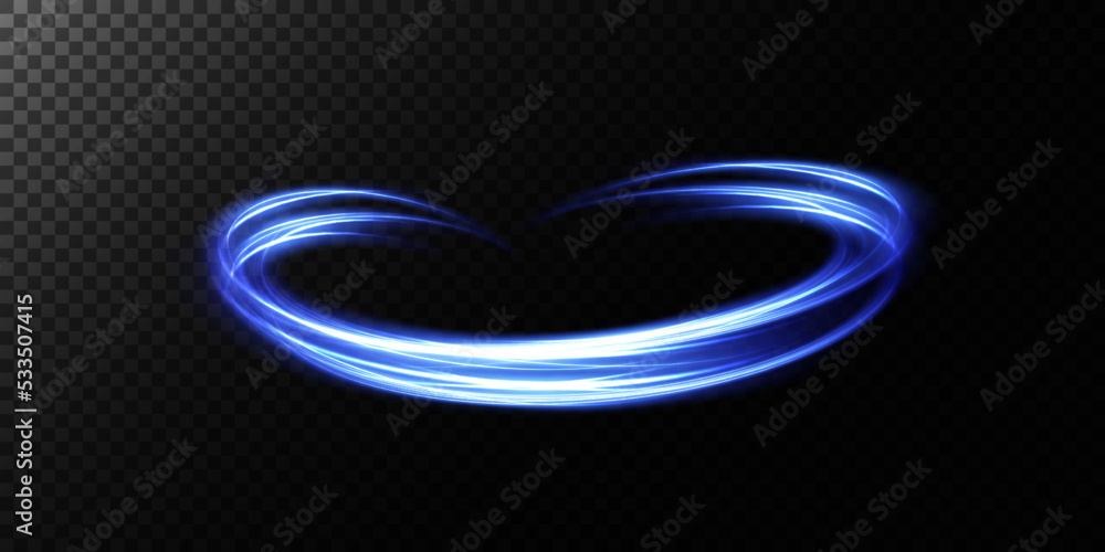 Poster abstract light lines of movement and speed in blue. light everyday glowing effect. semicircular wave