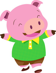 Cute pig boy cartoon mascot various actions