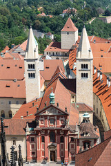 Fototapeta premium Prague - Czech Republic - Twin towers of the church as seen from the Prague Castle