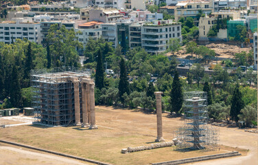 The Temple of Zeus from the site of the Acropolis, Greece