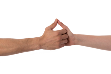 Two hands holding each other isolated on transparent background