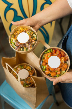 Delivery of biodegradable containers with poke, mockup