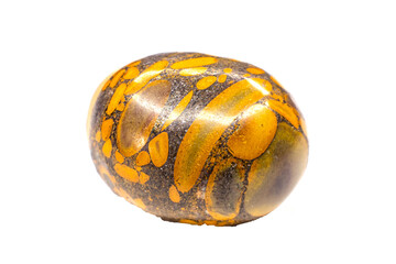 Bamboo leaf jasper tumble isolated on white background