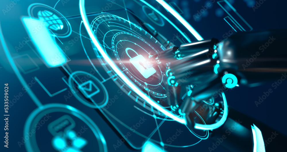 Poster artificial intelligence ai technology security protection of personal data usage within internet net