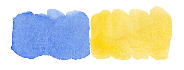 Hand painted watercolor Ukraine yellow blue flag background