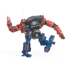 machine is running fast in white background rear view