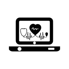 Cardiology machine monitor echography icon | Black Vector illustration |