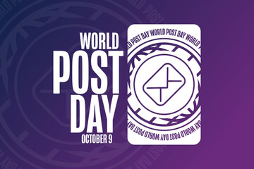 World Post Day. October 9. Holiday concept. Template for background, banner, card, poster with text inscription. Vector EPS10 illustration.