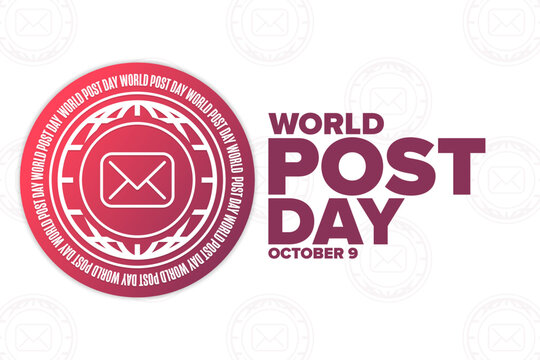 World Post Day. October 9. Holiday concept. Template for background, banner, card, poster with text inscription. Vector EPS10 illustration.