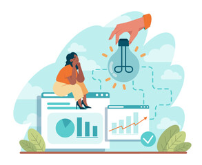 Brainstorm concept. New idea or problem solution generation