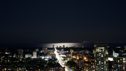 Moonlight reflecting off lake
