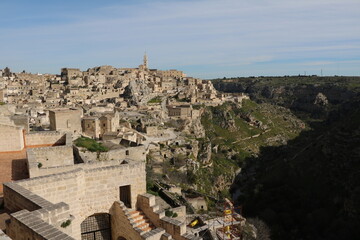 Obraz premium Matera at Gorge Gravina di Matera, Italy