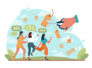 Black friday concept. Shopping cart and bags with goods and presents.