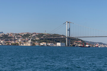 Panorama from Bosporus to city of Istanbul, Turkey