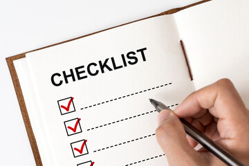 Checklist marked red with a pen