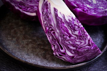 Fototapeta premium Red cabbage on a dark background