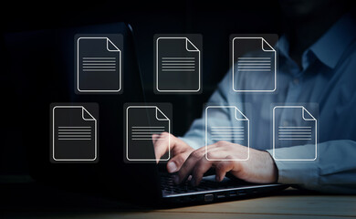 man working computer with file icon