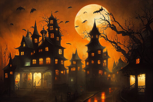 halloween background with castle