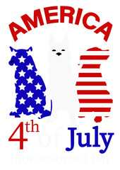 Obraz premium America sign. 4th of july clipart. Independence day decor. Dogs. USA flag 