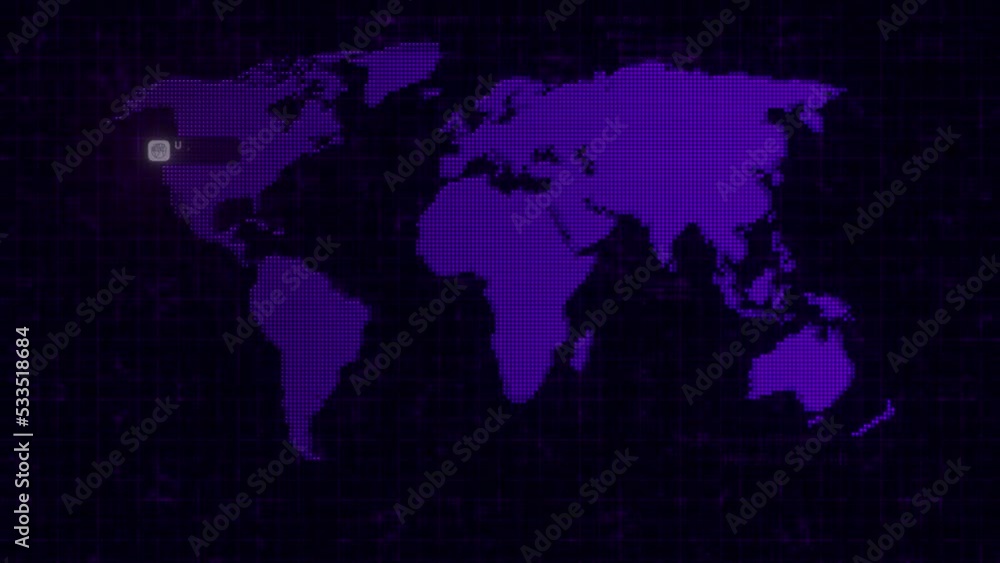 Poster purple animation. motion. bright graph showing population growth on our planet and in different coun