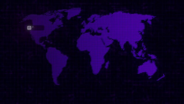 Purple animation. Motion. Bright graph showing population growth on our planet and in different countries separately.