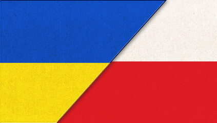 National symbols of Ukraine and Indonesia. Ukrainian and Indonesian flags