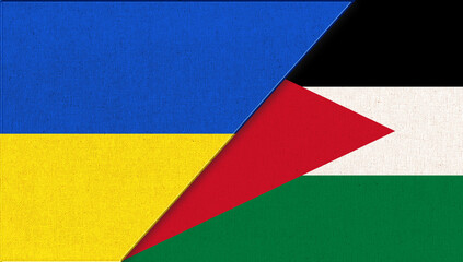National symbols of Ukraine and Jordan. Ukrainian and Jordanian flags