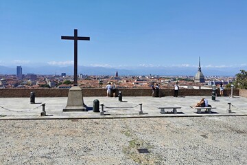 view with a cross on the city of Turin