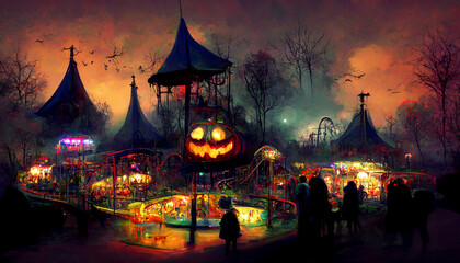 Fototapeta na wymiar halloween amusement park