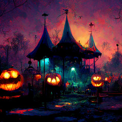 Fototapeta na wymiar halloween amusement park